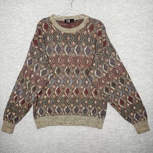Vintage TSR USA Knit Crewneck Sweater Grandpa 90s Retro Oversized Aztec Cosby
